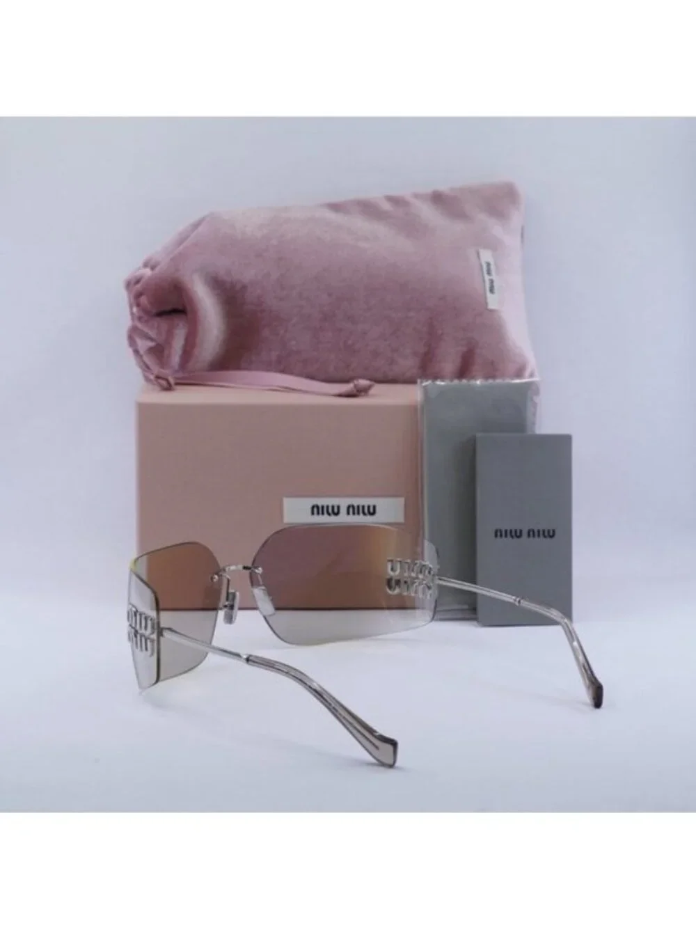 Miu Miu MU54YS 1BC10F Geometric Sunglasses - Silver/Pale Gold Mirror